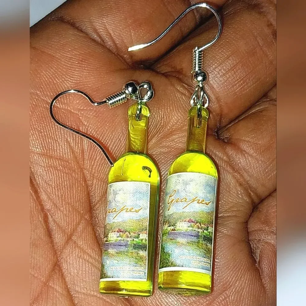 Retro Boozy Resin Wine Earrings for Adults
